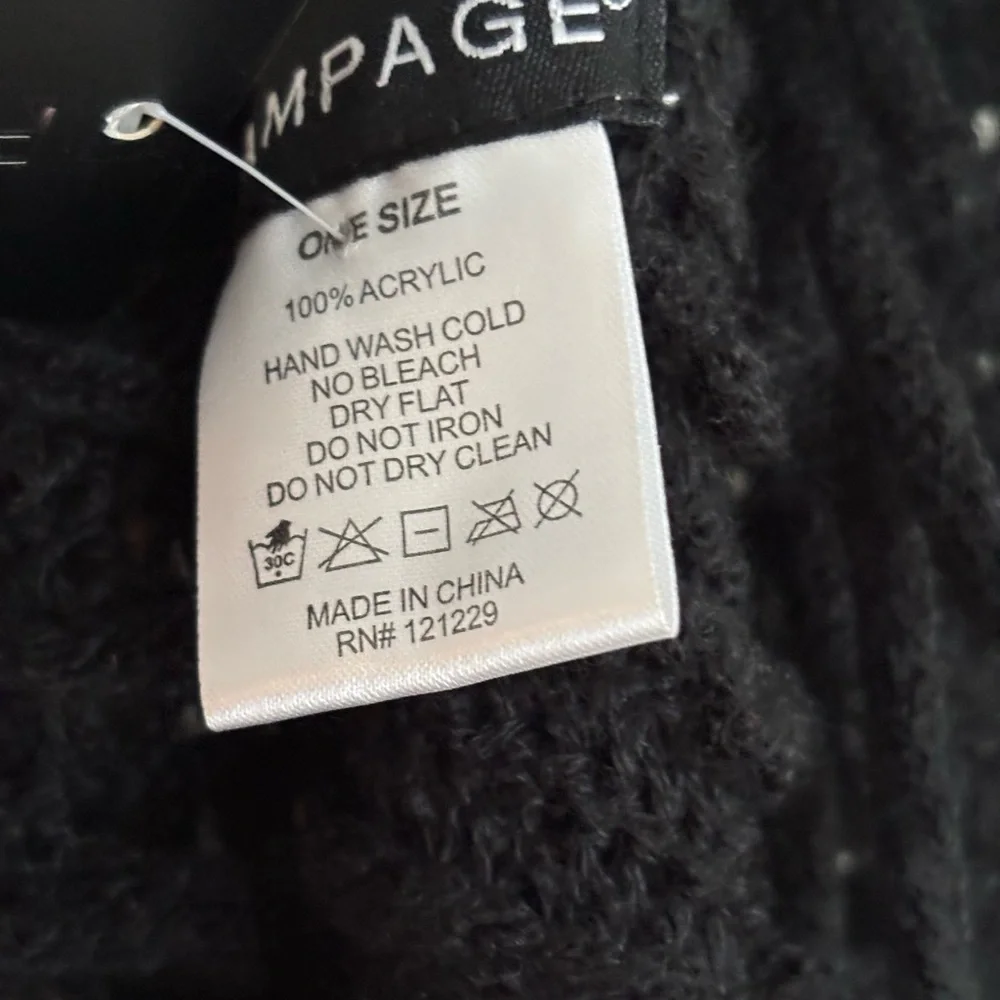 Rampage Black Fringe Crochet Scarf One Size